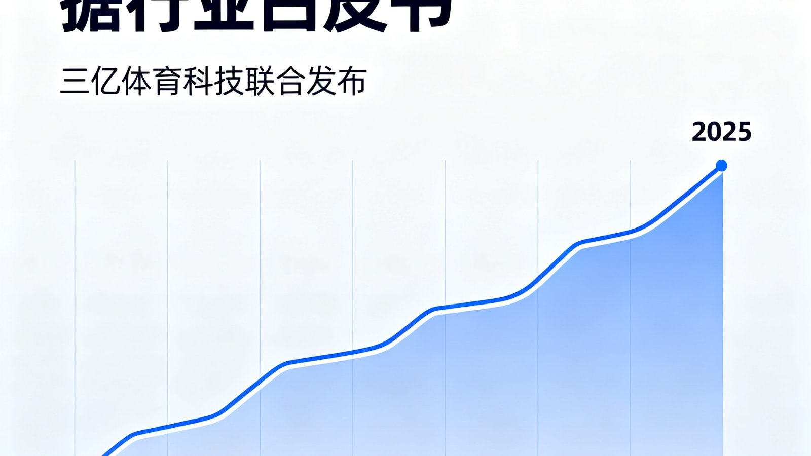 三亿体育科技联合发布的2025年全球体育数据行业白皮书封面，封面设计现代简约，展示了一组上升趋势的数据折线图。